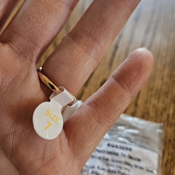 "Permission to Dazzle" Rose Gold Ring with Milky White Opal Size 7. - Picture 4 of 4